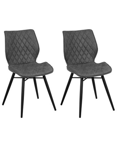 Lot de 2 chaises de salle à manger LISLE Tissu Gris
