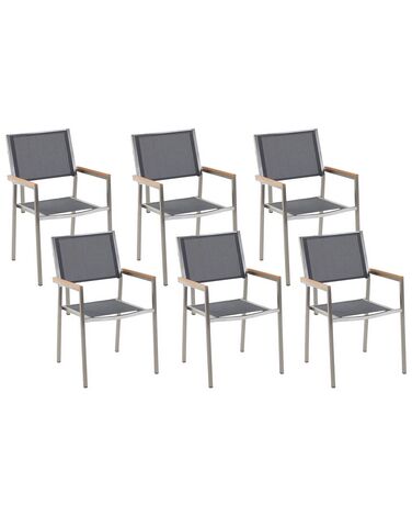 Lot de 6 chaises de jardin GROSSETO Acier inox Gris