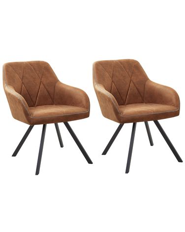 Lot de 2 chaises de salle à manger MONEE Tissu Marron doré