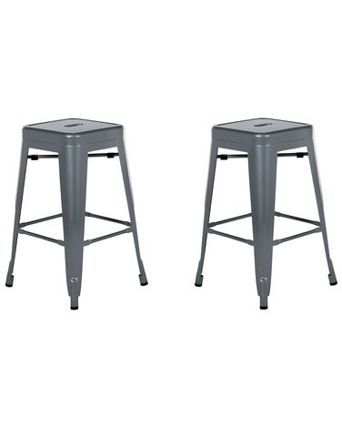 Lot de 2 tabourets de bar CABRILLO Métal Gris