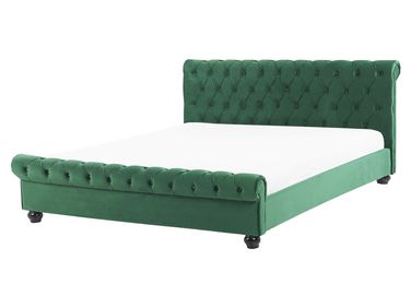 Lit avec sommier Velours AVALLON 160 x 200 cm Vert émeraude