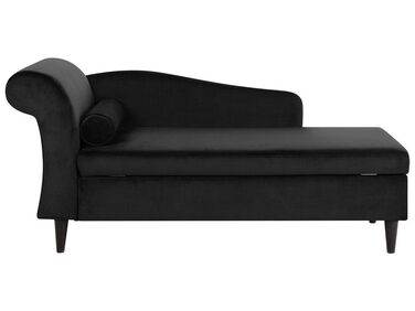 Left-Hand Chaise Longue LUIRO Velvet Black with Storage