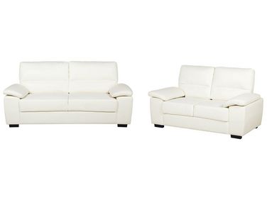 Living Room Set 5 Seater VOGAR Faux Leather Off-White