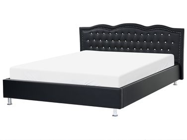 Bed Faux Leather METZ 180 x 200 cm (EU Super King) Black