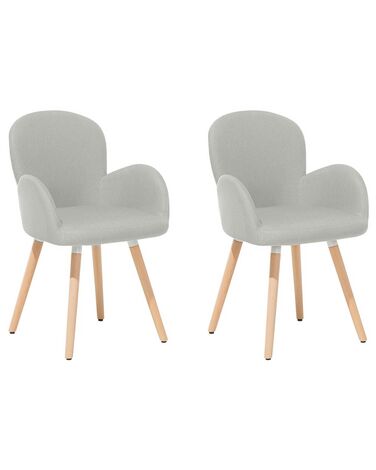 Lot de 2 chaises de salle à manger BROOKVILLE Tissu Gris clair