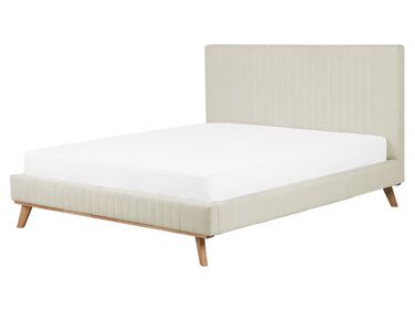 Lit avec sommier Tissu chenille TALENCE 160 x 200 cm Beige clair