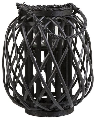Lanterne MAURITIUS Bois de saule 30 cm Noir
