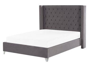 Lit avec sommier Velours LUBBON 160 x 200 cm Gris