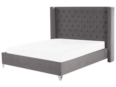 Lit avec sommier Velours LUBBON 180 x 200 cm Gris