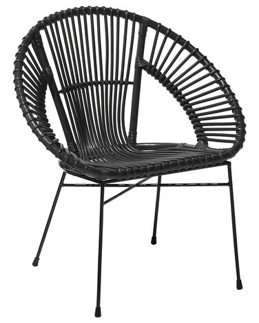 Dining Chair SARITA Rattan Black