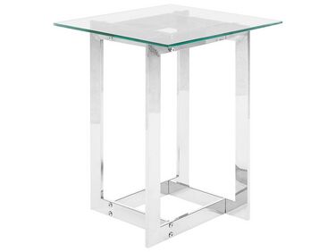 Side Table CRYSTAL Tempered Glass Silver