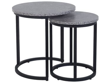 Set of 2 Side Tables DIXIE Grey Concrete Effect