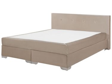 Lit Boxspring Velours CONSUL 180 x 200 cm Beige clair