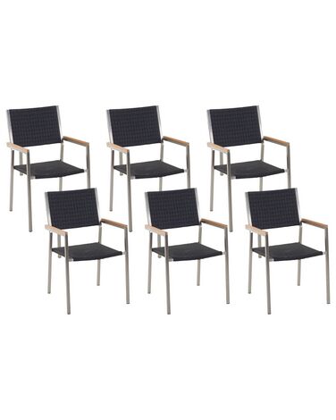 Lot de 6 chaises de jardin GROSSETO Polyrotin Noir