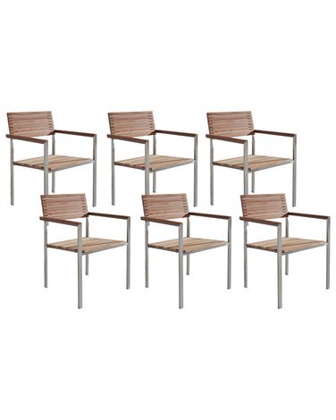 Lot de 6 chaises de jardin VIAREGGIO Teck Marron
