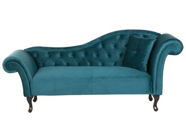 Right-Hand Chaise Longue LATTES Velvet Teal
