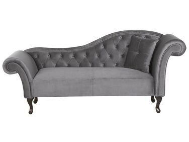 Right-Hand Chaise Longue LATTES Velvet Grey