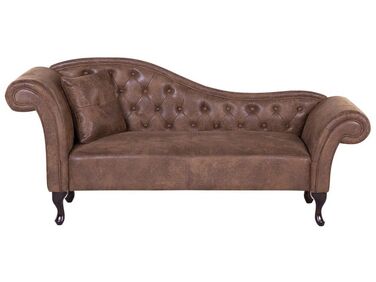 Chaise longue côté gauche LATTES Daim synthétique Marron clair