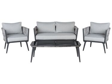 Ensemble de salon de jardin avec table 4 places PREVEZA Polyrotin Gris