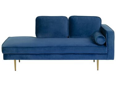 Chaise longue côté droit MIRAMAS Velours Bleu marine