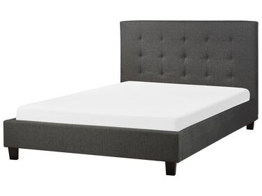 Lit avec sommier Tissu LA ROCHELLE 140 x 200 cm Gris foncé