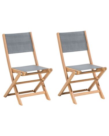 Lot de 2 chaises de jardin CESANA Acacia Marron clair