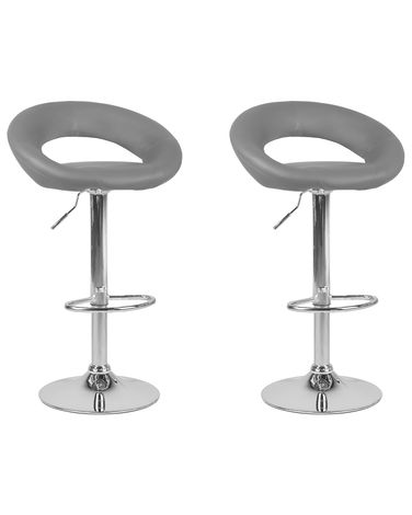Lot de 2 chaises de bar PEORIA Cuir PU Gris