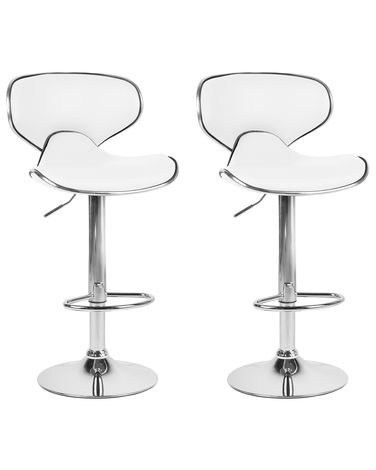 Lot de 2 chaises de bar CONWAY Cuir PU Blanc