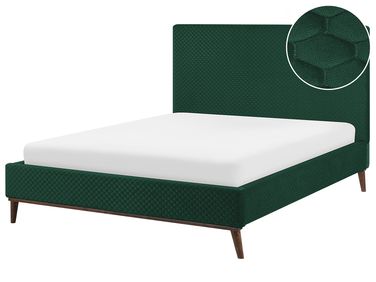 Lit avec sommier Velours BAYONNE 140 x 200 cm Vert foncé