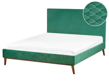 Lit avec sommier Velours BAYONNE 160 x 200 cm Vert foncé