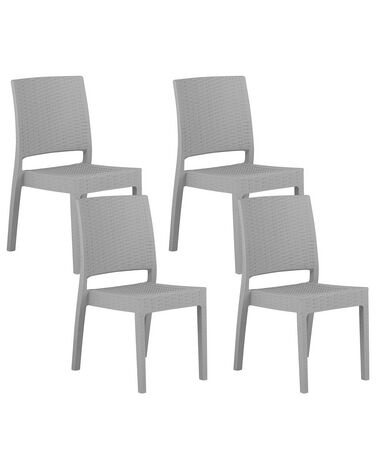 Lot de 4 chaises de jardin FOSSANO Matière synthétique Gris clair