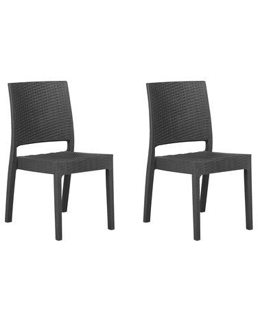 Lot de 2 chaises de jardin FOSSANO Matière synthétique Gris graphite