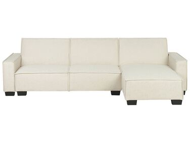 Corner Sofa Bed 3 Seater ROMEDAL Fabric Beige Left Hand