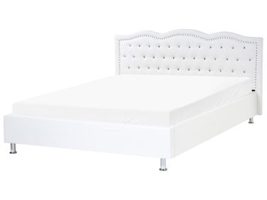 Lit avec sommier Cuir PU METZ 160 x 200 cm Blanc