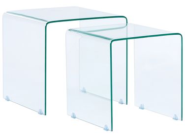 Lot de 2 tables d'appoint KENDALL Verre de sécurité Transparent