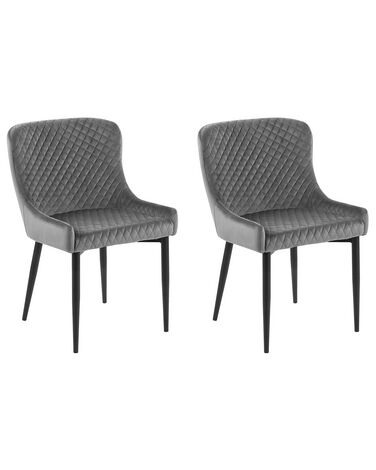 Lot de 2 chaises de salle à manger SOLANO Velours Gris