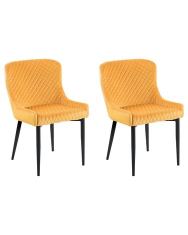 Lot de 2 chaises de salle à manger SOLANO Velours Jaune