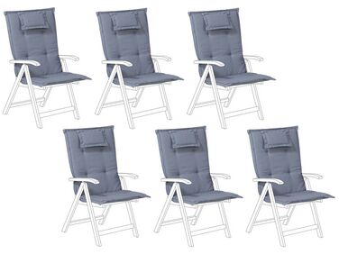 Lot de 6 coussins de jardin JAVA/AMANTEA 50 x 70 cm Bleu
