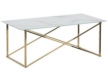 Coffee Table EMPORIA Tempered Glass Marble/ Gold