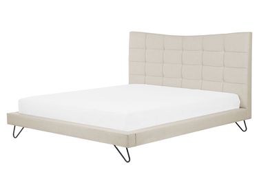 Lit avec sommier Tissu LANNION 160 x 200 cm Beige clair