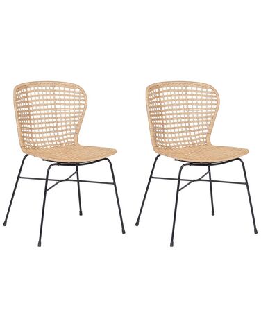 Lot de 2 chaises de salle à manger ELFROS Rotin Naturel