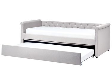 Lit gigogne Tissu LIBOURNE 90 x 200 cm Gris clair