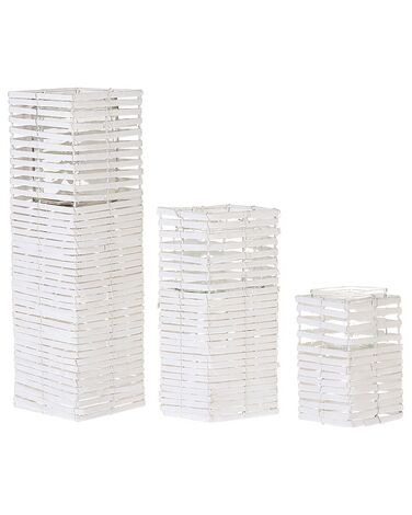 Set van 3 kaarshouders MAROLA Populierenhout 54/34/20 cm Wit