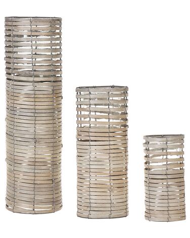 Lot de 3 bougeoirs ROVARE Bois de peuplier 60/39/25 cm Gris