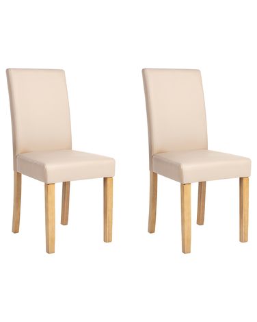 Lot de 2 chaises de salle à manger BROADWAY Cuir PU Beige