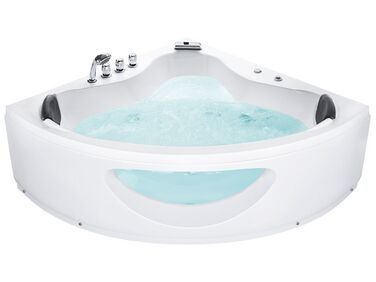 Hoek bubbelbad met LED TOCOA 205 x 146 cm Wit