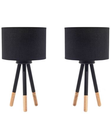 Lot de 2 lampes de bureau TOBOL Bois de frêne Noir