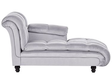 Left-Hand Chaise Longue LORMONT Velvet Light Grey