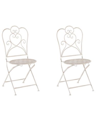 Lot de 2 chaises de jardin TRIESTE Pliant Métal Beige clair