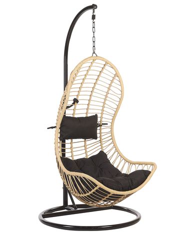 Hanging Chair with Stand PINETO PE Rattan Natural